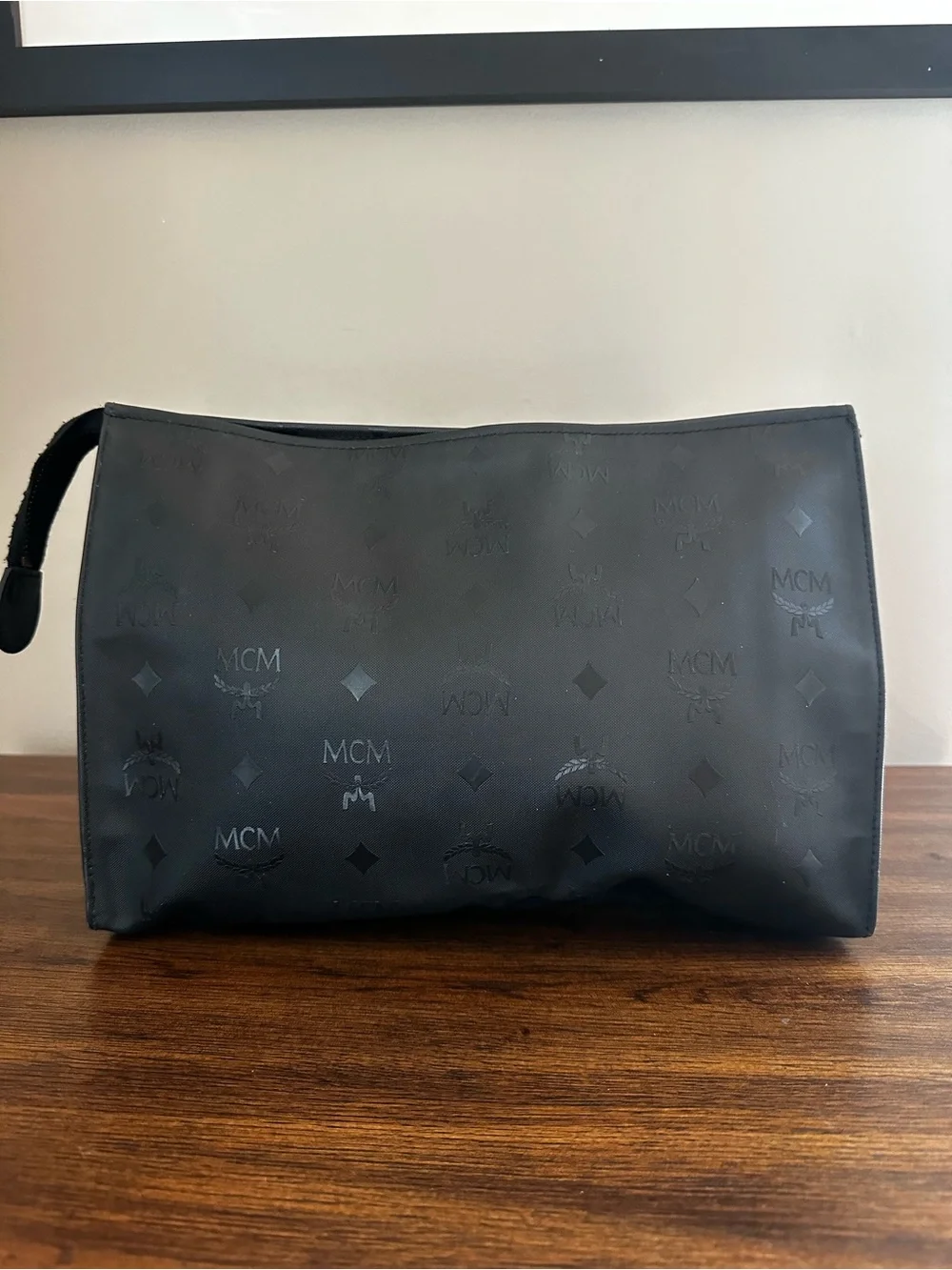 MCM Black Monogram Clutch / Pouch
